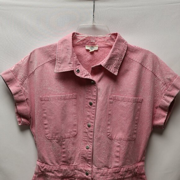 entro pink denim romper Sz L - Picture 2 of 8